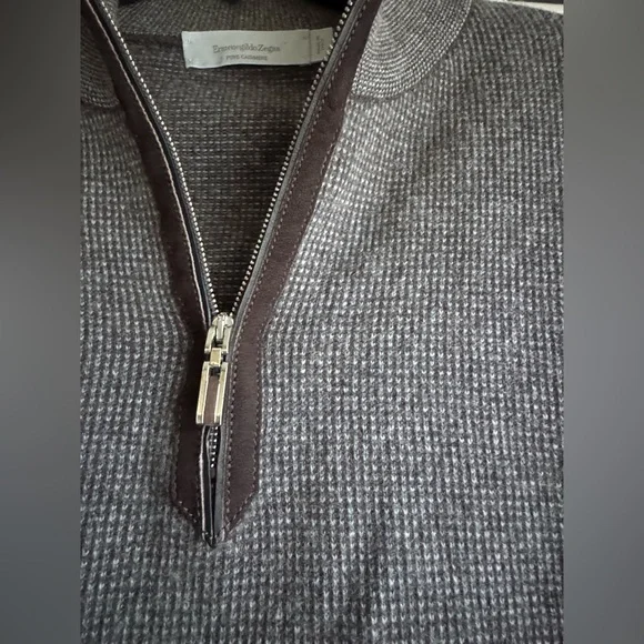 Ermenegildo Zegna Charcoal Zip-Up Sweater - Picture 3 of 6